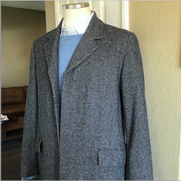 THEORY Mens Herringbone Wool-Blend 3/4 Length Topcoat EUC/sz M - Picture 8 of 16